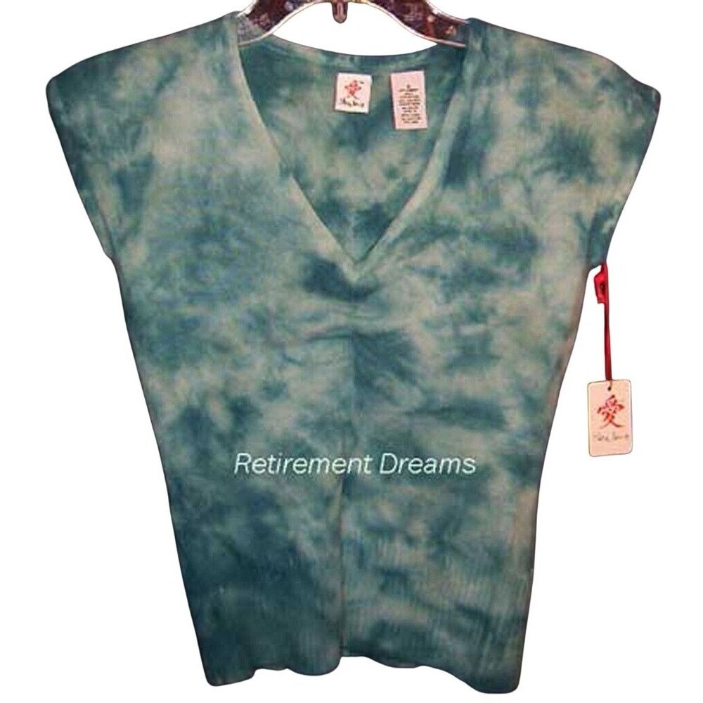 LIKE LOVE M ANGORA Sweater Shell Shirt NEW Teal Blue Wool Blend Juniors Tie Dye